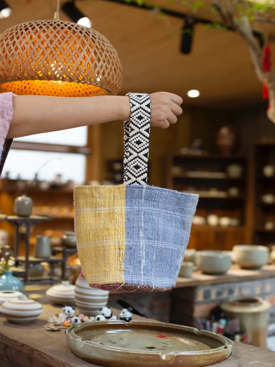 Suepla Vintage Patchwork Bucket Bag