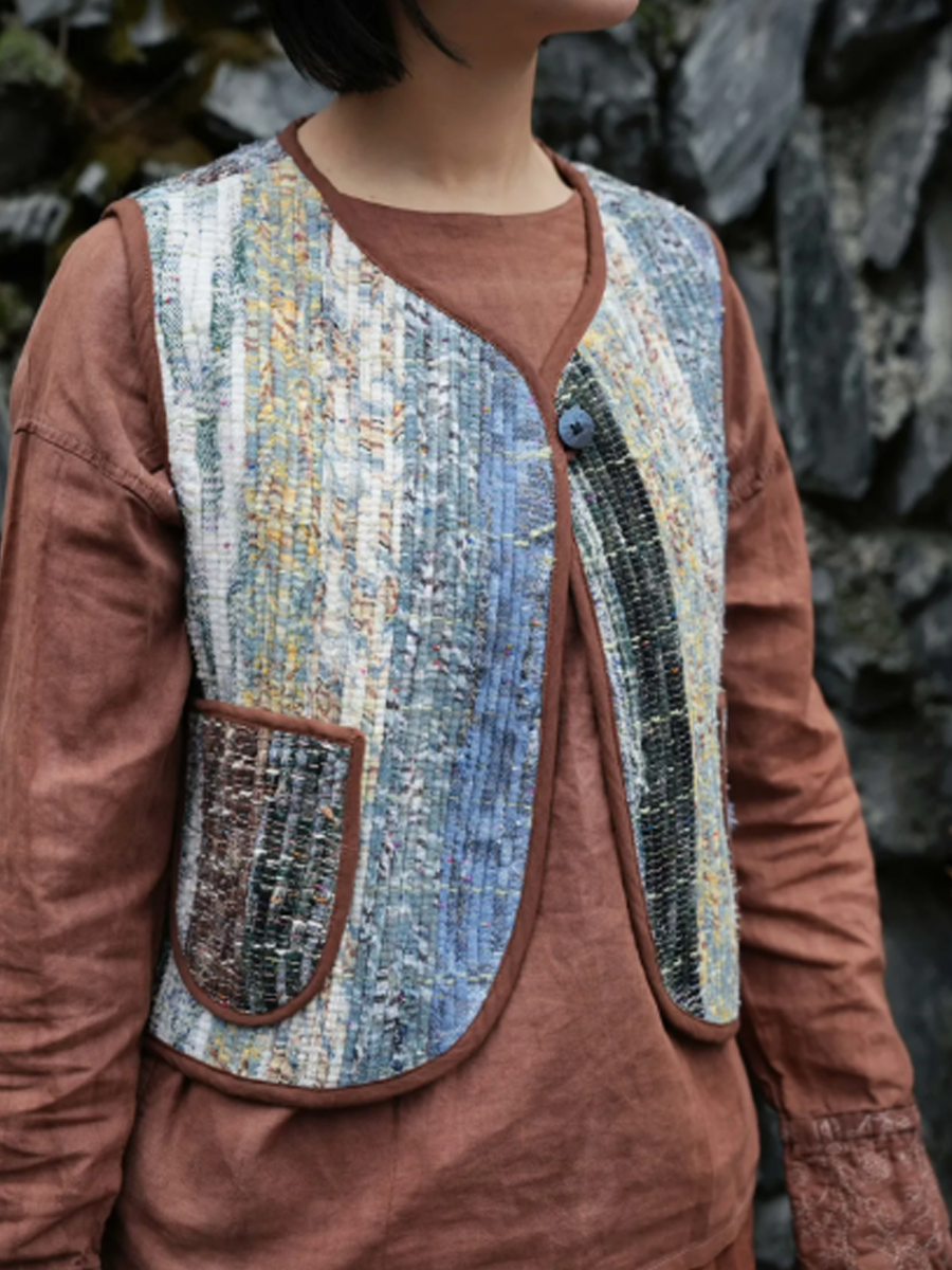 Suepla Patchworks Artisan Woven Vest