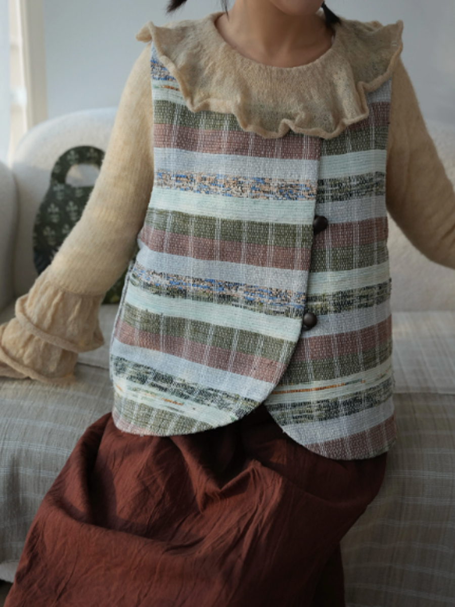 Suepla Patchworks Reversible Artisan Woven Vest