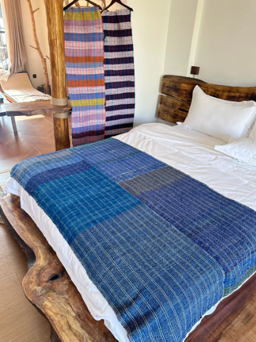 Suepla Blue Stripe Artisan Woven Blanket