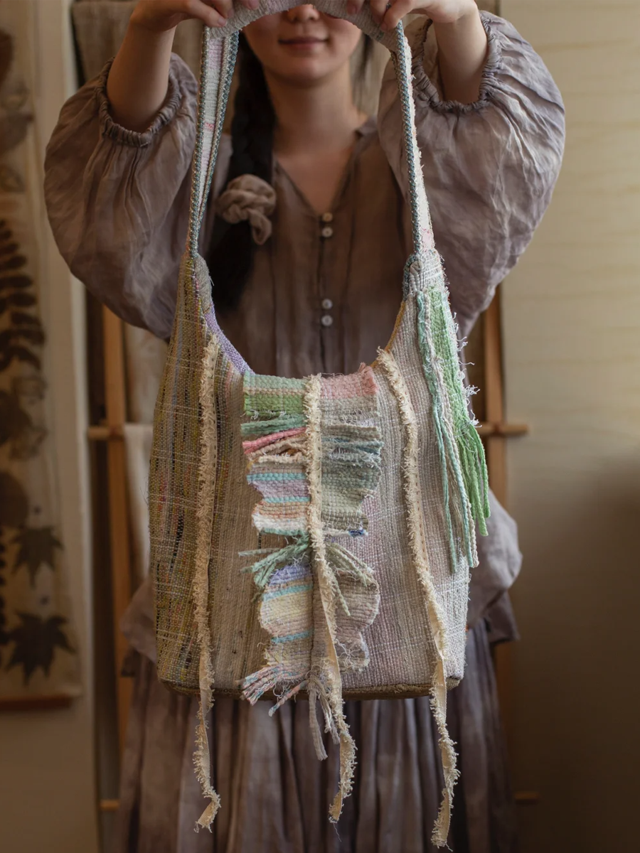 Suepla Minimal Tassel Artistic Artisan Woven Shoulder Bag