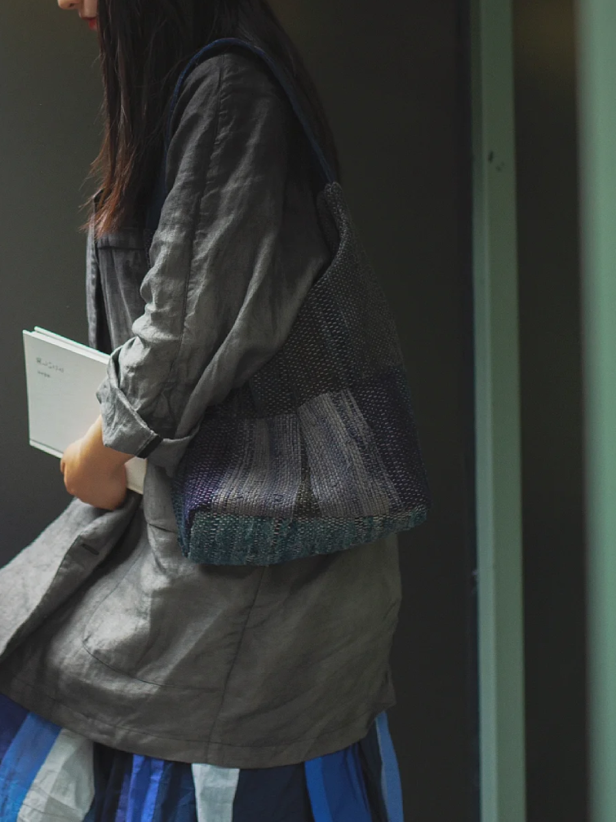 Suepla Artistic Indigo Dyed Patchwork Shoulder Bag